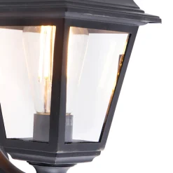QAZQA Klassieke Buitenwandlamp Zwart Met Bewegingsmelder - Capital