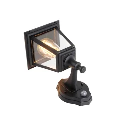 QAZQA Klassieke Buitenwandlamp Zwart Met Bewegingsmelder - Capital