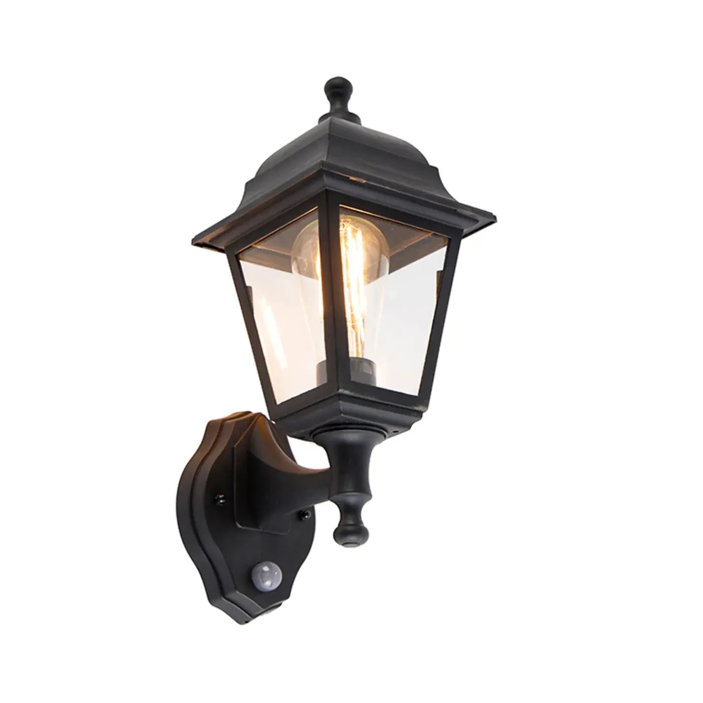 QAZQA Klassieke Buitenwandlamp Zwart Met Bewegingsmelder - Capital