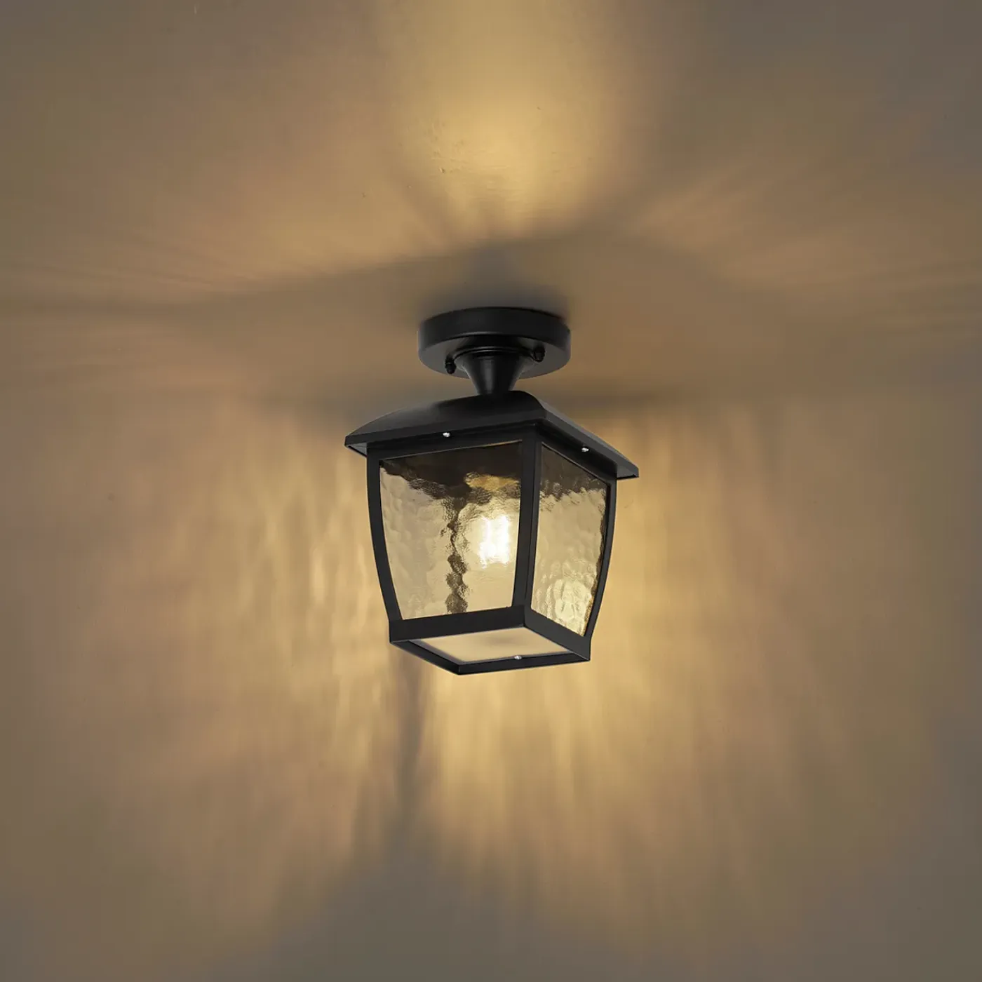 QAZQA Klassieke Plafondlamp Zwart Ip44 - Leuven
