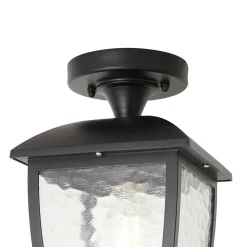 QAZQA Klassieke Plafondlamp Zwart Ip44 - Leuven