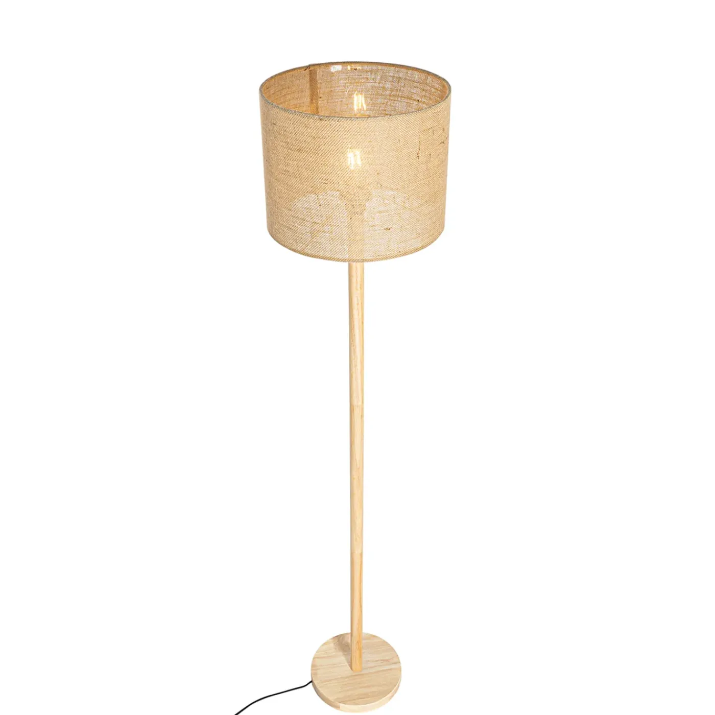 QAZQA Landelijke Vloerlamp Hout Met Linnen Kap Naturel 32 Cm - Mels