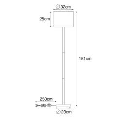 QAZQA Landelijke Vloerlamp Hout Met Linnen Kap Naturel 32 Cm - Mels
