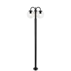 Qazqa Lantaarn Zwart Met Kunststof 200 Cm 3-lichts Ip44 - Sfera