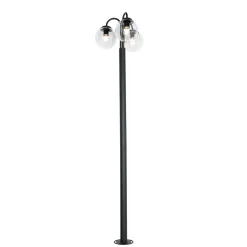 Qazqa Lantaarn Zwart Met Kunststof 200 Cm 3-lichts Ip44 - Sfera