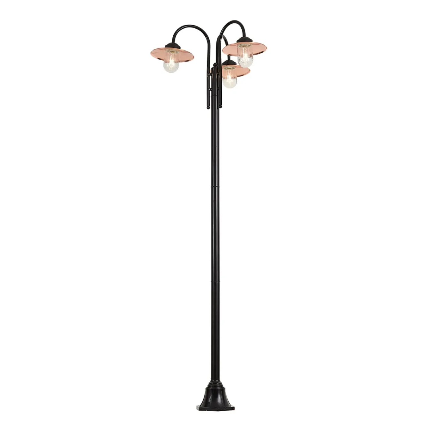 QAZQA Moderne Buitenlamp Zwart Met Koper 235cm 3-lichts Ip44 - Kansas