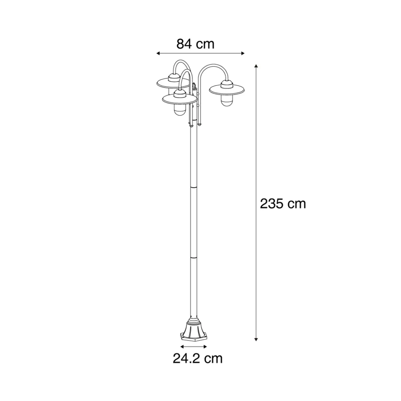 QAZQA Moderne Buitenlamp Zwart Met Koper 235cm 3-lichts Ip44 - Kansas