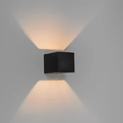 Qazqa Moderne Wandlamp Zwart Met Lichteffect - Transfer