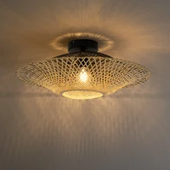 QAZQA Oosterse Buiten Plafondlamp Bamboe 50 Cm Ip44 - Rina