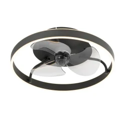 Qazqa Plafondventilator Zwart 50cm Incl. Led Dimbaar Met Afstandsbediening - Maddy