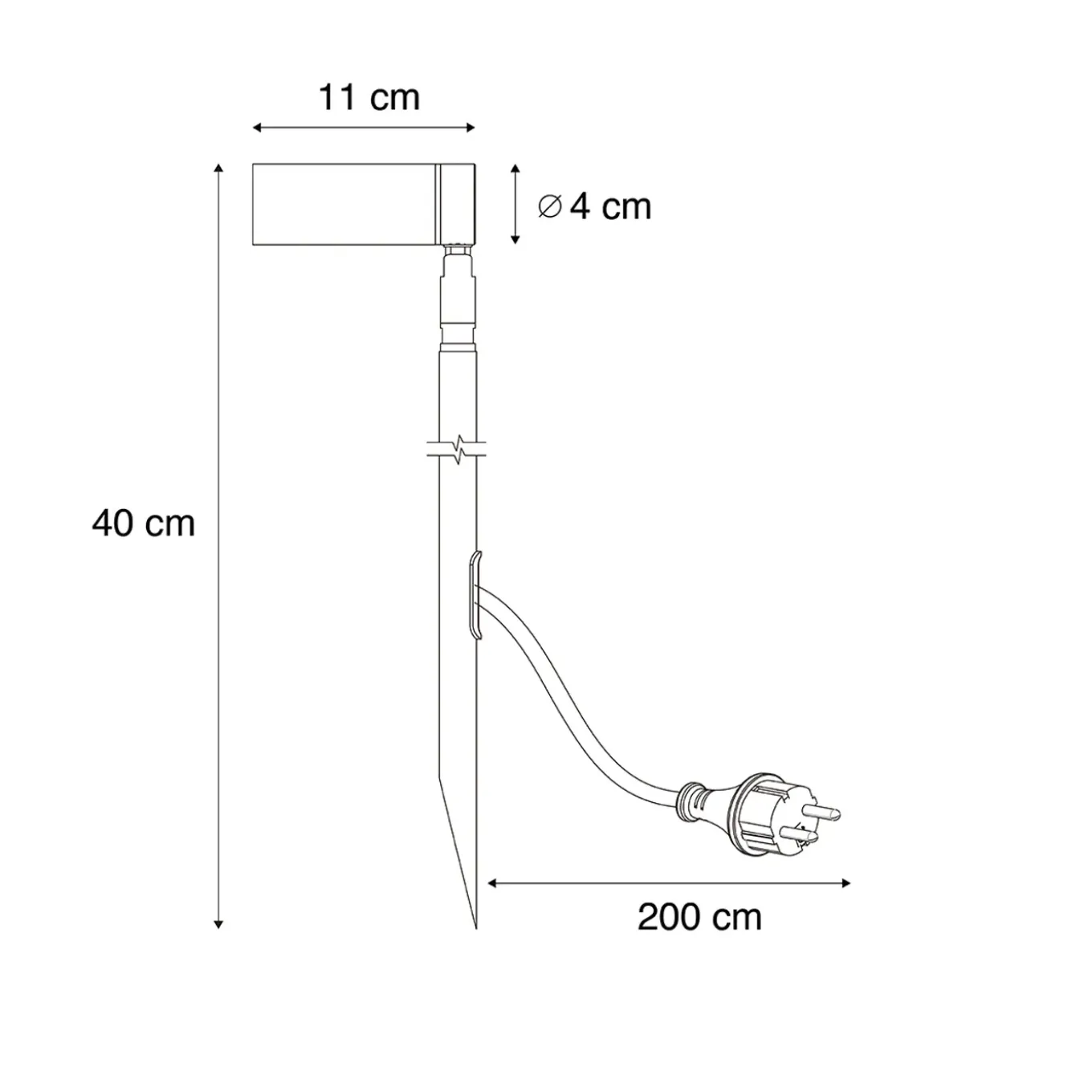 Qazqa Prikspot Zwart 40cm Incl. Led Verstelbaar Ip65 Incl. Snoer En Stekker - Carl