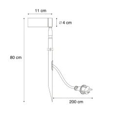 QAZQA Prikspot Zwart 80cm Incl. Led Verstelbaar Ip65 Incl. Snoer En Stekker - Carl