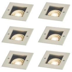 QAZQA Set Van 6 Moderne Grondspots Beige Gu10 50mm Draai- En Kantelbaar Ip65 - Oneon