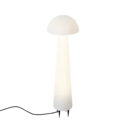 Qazqa Staande Buitenlamp Wit 80 Cm Incl. Led Ip44 - Fungi