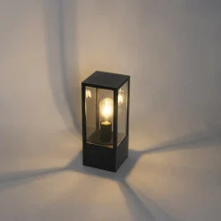 Qazqa Staande Buitenlamp Zwart Met Smoke 40 Cm Ip44 - Charlois