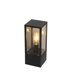 Qazqa Staande Buitenlamp Zwart Met Smoke 40 Cm Ip44 - Charlois