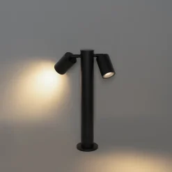 Qazqa Staande Buitenlamp Zwart 45 Cm Ip44 Verstelbaar 2-lichts - Duo
