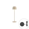 QAZQA Tafellamp Beige Incl. Led Oplaadbaar Met Laadstation Ip65 - Raika