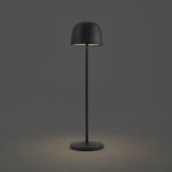 Qazqa Tafellamp Zwart Incl. Led Oplaadbaar Met Laadstation Ip65 - Raika