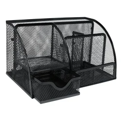Quvio Bureau Organizer 5 Vakken + 1 Lade + 1 Plankje Met Gaas - Zwart