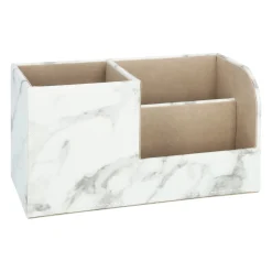 QUVIO Bureau Organzier Met 3 Vakken - Witte Marmer Look
