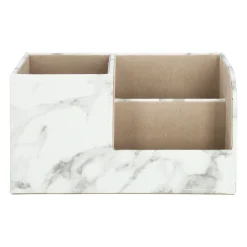 QUVIO Bureau Organzier Met 3 Vakken - Witte Marmer Look