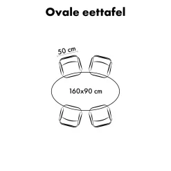 QUVIO Eettafel Sofia– Ovaal – 160x90 Cm – Kruispoot – Bruin