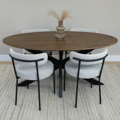 QUVIO Eettafel Sofia– Ovaal – 160x90 Cm – Kruispoot – Bruin