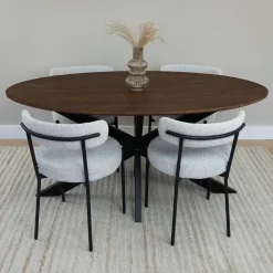 QUVIO Eettafel Sofia– Ovaal – 160x90 Cm – Kruispoot – Bruin