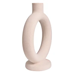 QUVIO Kaarsenhouder - Rond - Keramiek - Gebroken Wit - Groot