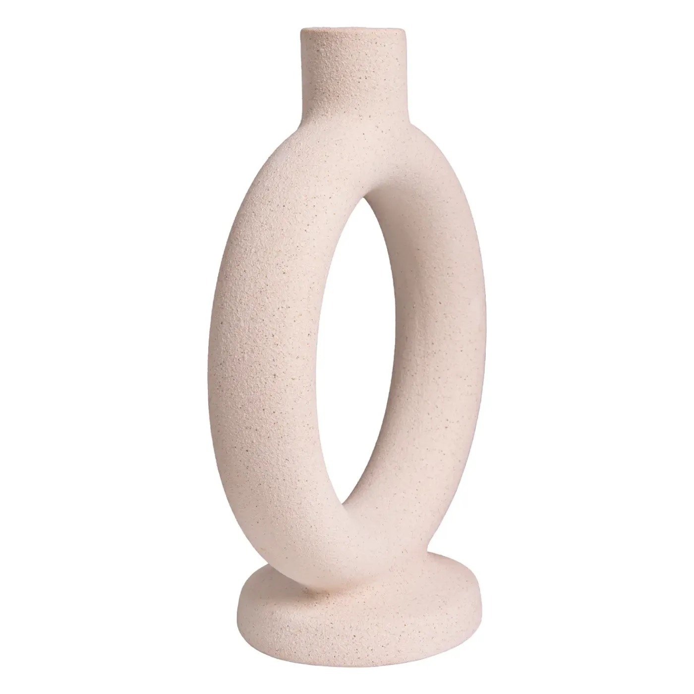 QUVIO Kaarsenhouder - Rond - Keramiek - Gebroken Wit - Groot