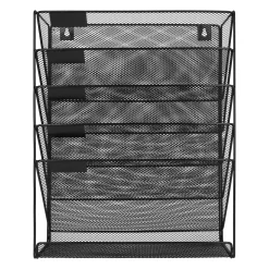 Quvio Tijdschriftenhouder Wand Met 5 Lagen - 32,5 X 10,5 X 40,5 - Mesh - Zwart