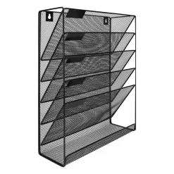 Quvio Tijdschriftenhouder Wand Met 5 Lagen - 32,5 X 10,5 X 40,5 - Mesh - Zwart