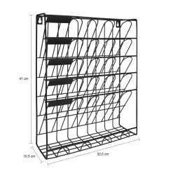 QUVIO Tijdschriftenhouder Wand Met 5 Lagen - Metaal - Zwart
