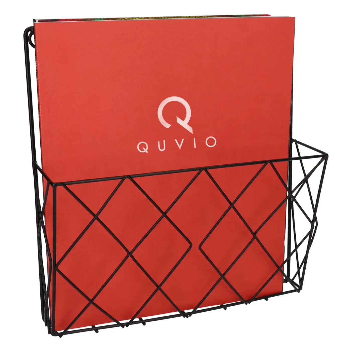 QUVIO Tijdschriften Organizer Wand - 25 X 26 Cm - Metaal - Zwart