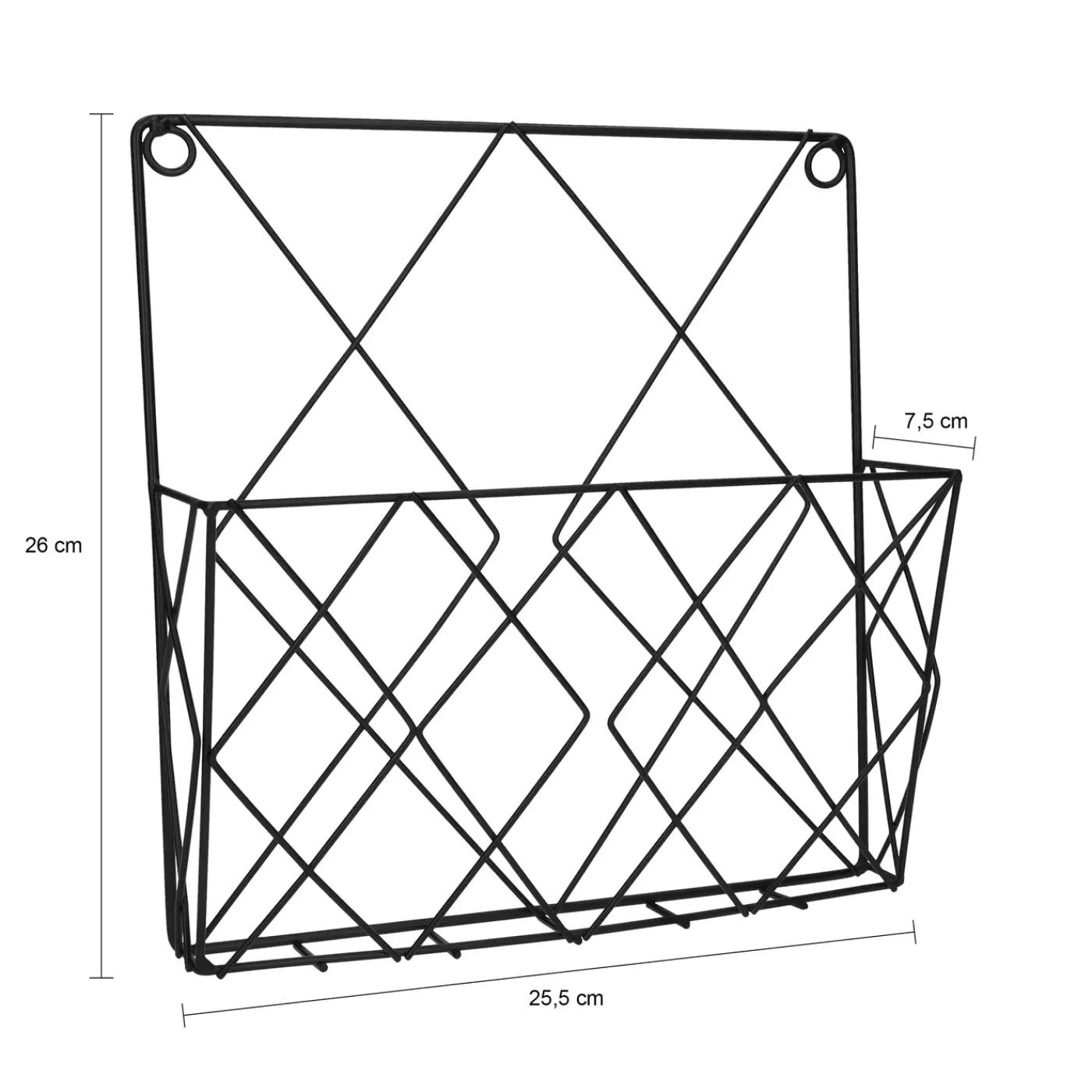 QUVIO Tijdschriften Organizer Wand - 25 X 26 Cm - Metaal - Zwart