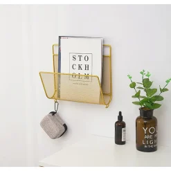 QUVIO Tijdschriften Organizer Wandmontage Goud