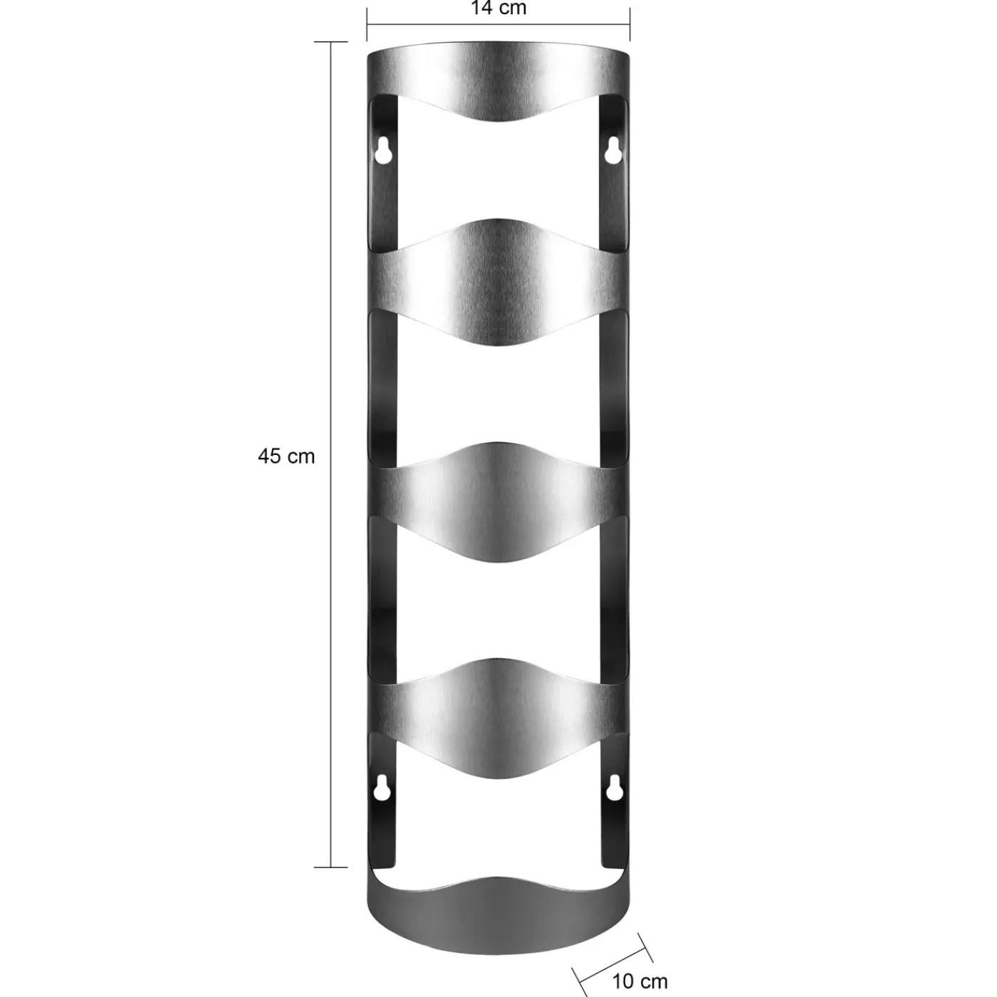 QUVIO Wand Wijnrek Voor 4 Flessen, Aluminium - Zilver