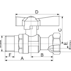 Ravani - Rechte Afsluiter - Met Kogelkraan, Messing - 1/2" (15x21) / 3/4" (20x27)