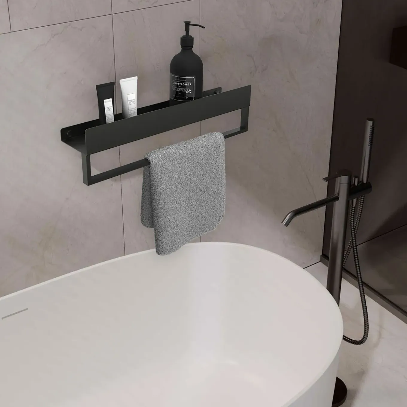 Rea Badkamerplank Sf01-600-b Zwart 60x9x11cm