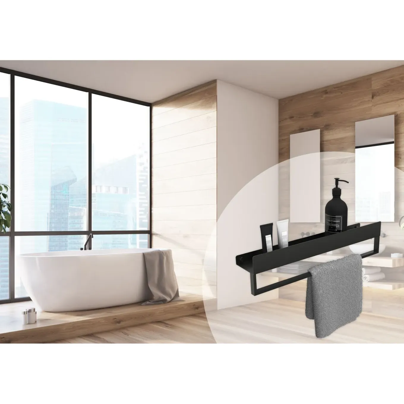 Rea Badkamerplank Sf01-600-b Zwart 60x9x11cm
