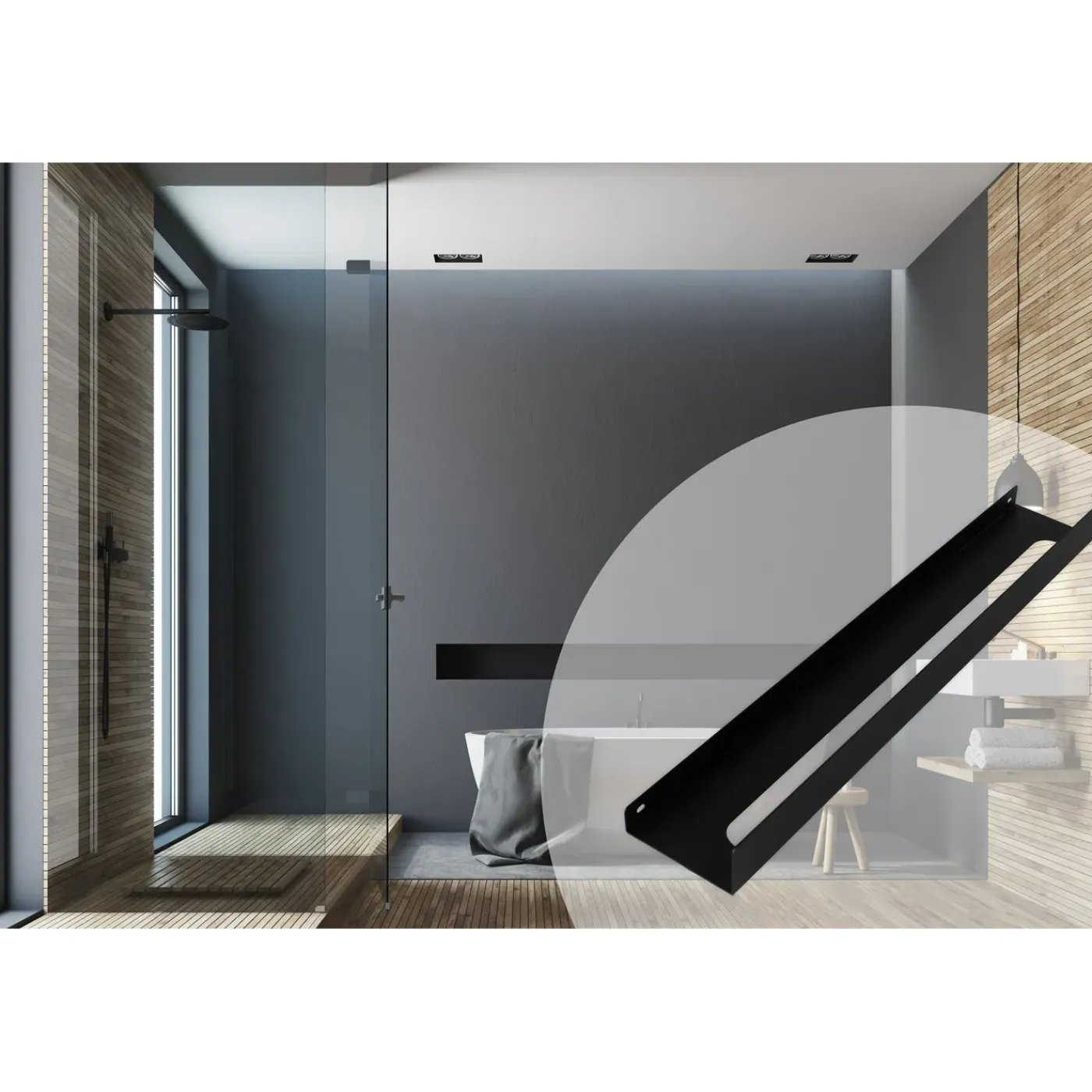 Rea Badkamerplank Sf02-600-b Zwart 60x10x5cm