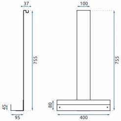 Rea Badkamerplank Tori Geborsteld Nikkel 13x40x75,5cm