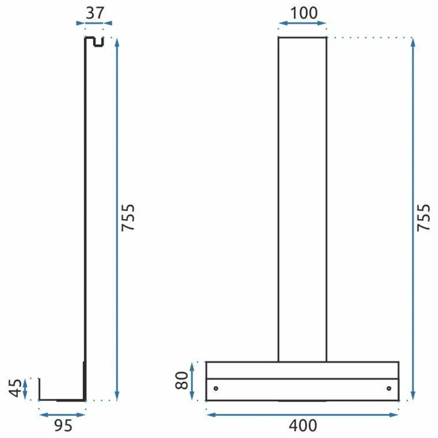 Rea Badkamerplank Tori Geborsteld Nikkel 13x40x75,5cm