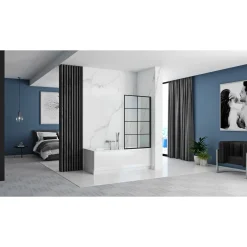 Rea Bad Scherm Lagos-1 80 Zwart 1,8x80x140cm