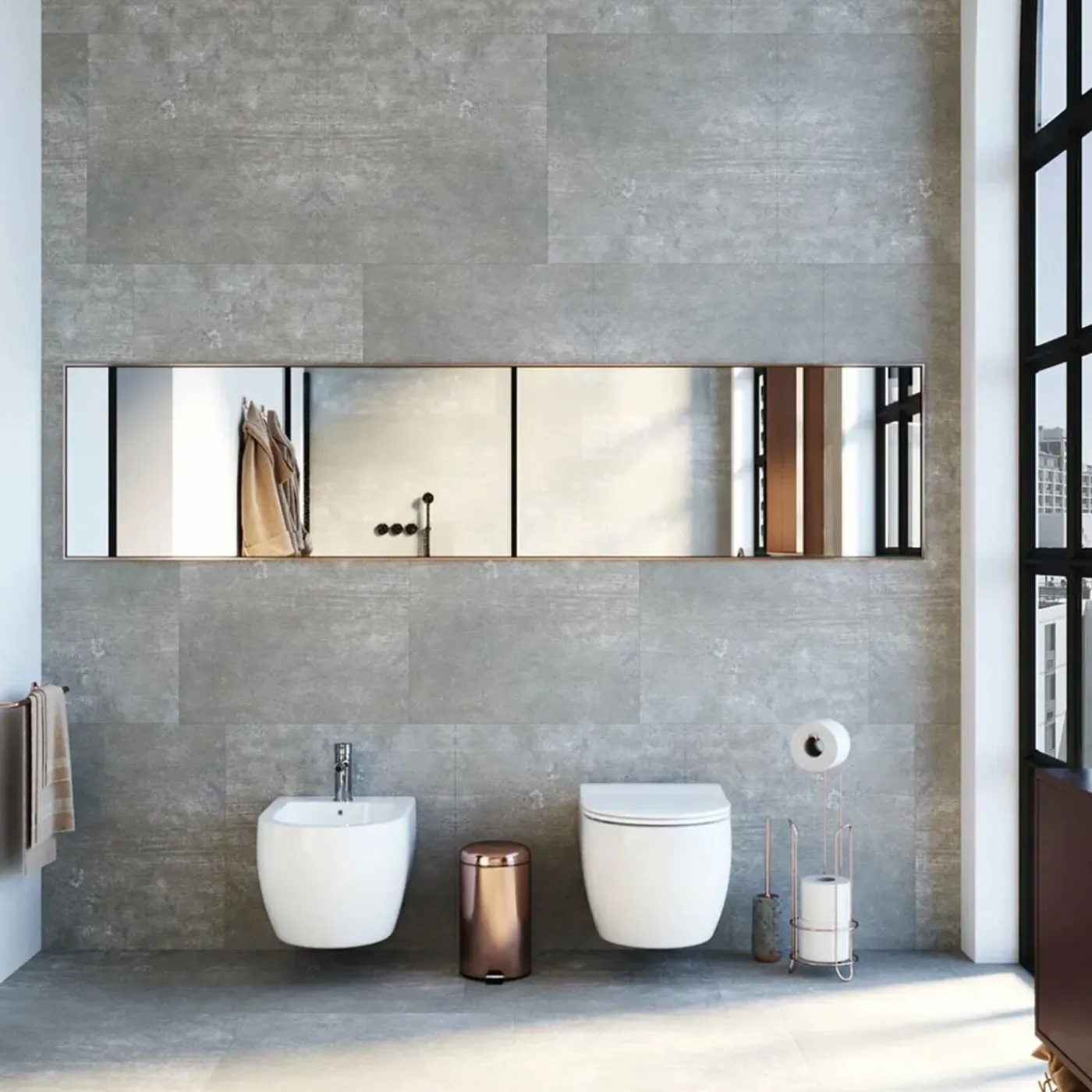 Rea Hangende Toilet Carlo Mini Flat Wit + Bidet Carlo Mini 49,5x37x32cm