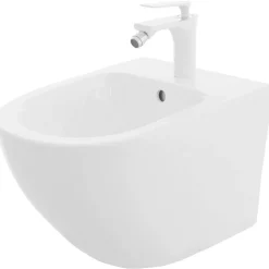 Rea Hangende Toilet Carlo Mini Flat Wit + Bidet Carlo Mini 49,5x37x32cm