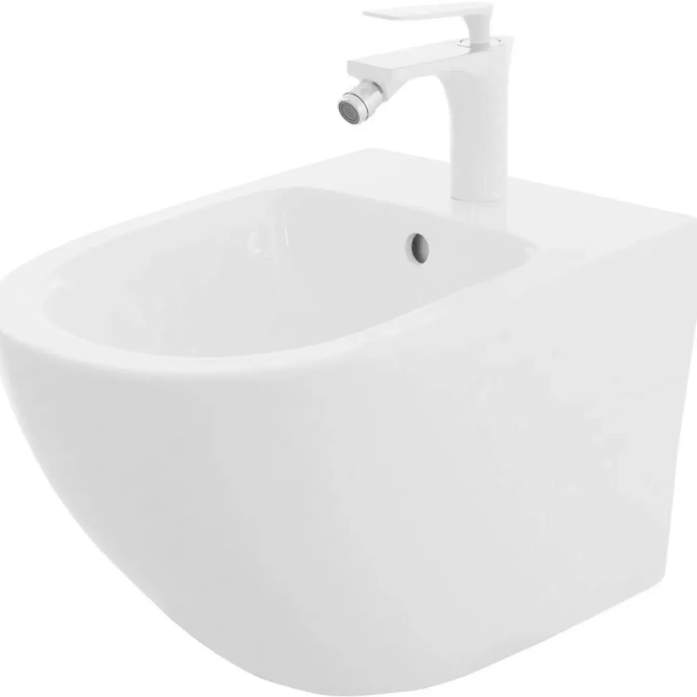 Rea Hangende Toilet Carlo Mini Flat Wit + Bidet Carlo Mini 49,5x37x32cm