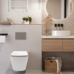 Rea Hangende Toilet Carlo Mini Flat Wit + Bidet Carlo Mini 49,5x37x32cm