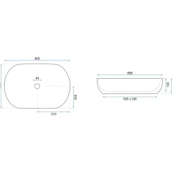 Rea Opzetwastafel Cleo 61 Oval Wit 60,5x41x14cm